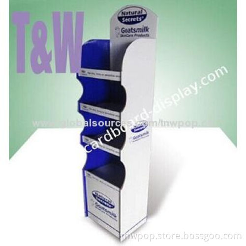Fashionable POP floor display stand, X shape design, customized size and printing, cosmetic stand